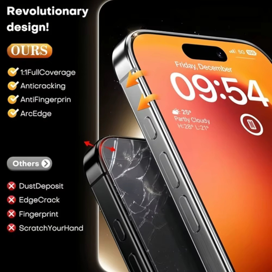 2 Stück DIXSG Full Cover Displayschutzfolien für iPhone 17 16 15 14 13 12 11 Pro Max Plus XR XS mit One Click Installationsglas in Transparent - Bild 3