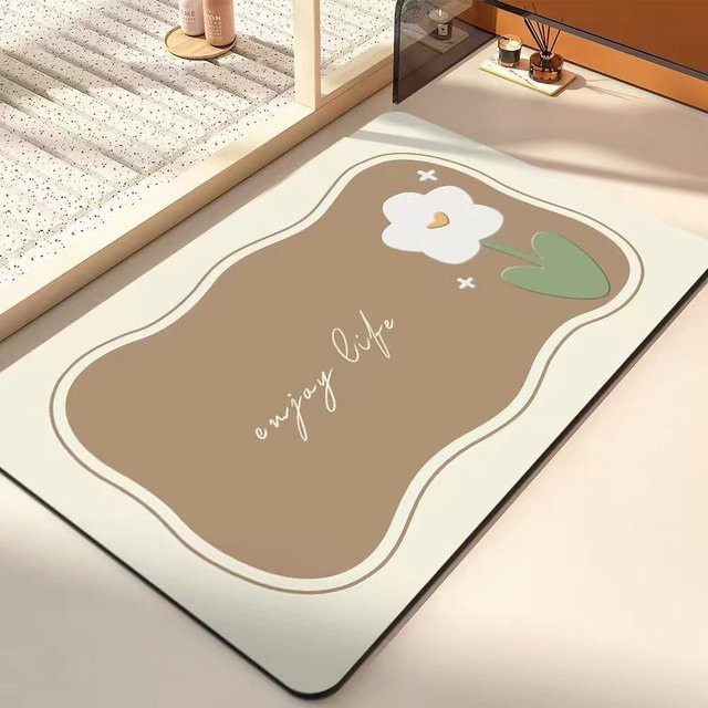 Rutschfeste Kieselgurmatte für Eingangstür und Badezimmer in Beige, B/B: 60 x 90 cm - Bild 1
