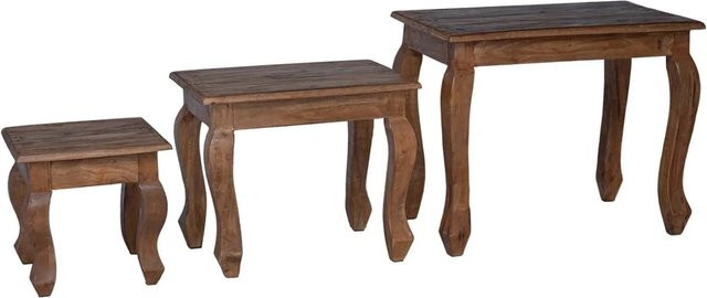 vidaXL Nestingtisch Set aus 3 Stück in Braun aus rustikalem Massivholz Mahagoni - Bild 1