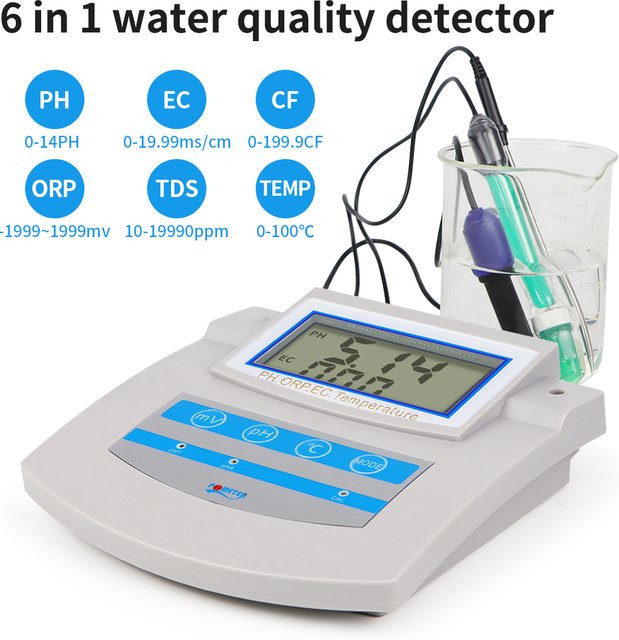 JUANJUAN 6-in-1 Wasserqualitätstester in Weiß zur Messung von pH-Wert, TDS, EC, ORP, CF und Temperatur für Labor, Aquarium, Schwimmbad und Trinkwasser - Bild 1