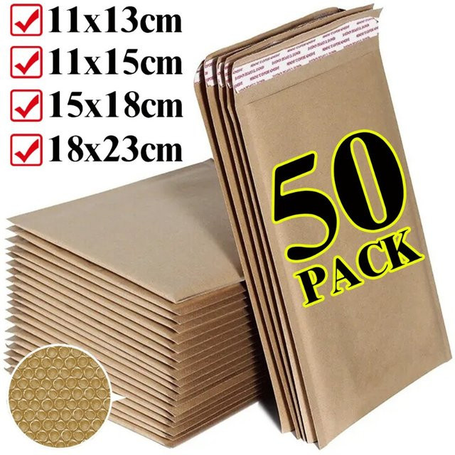 Selbstklebende Luftpolstertaschen aus Kraftpapier in Gelb mit Siegel und Wasserschutz - Bild 1