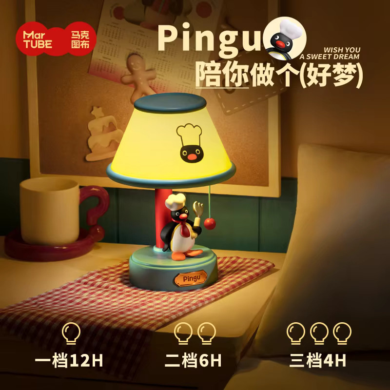 Bandai Pinguin-Mädchen Tischlampe als niedliches Nachtlicht in Multicolour mit warmweißem Licht und USB-Anschluss - Bild 4