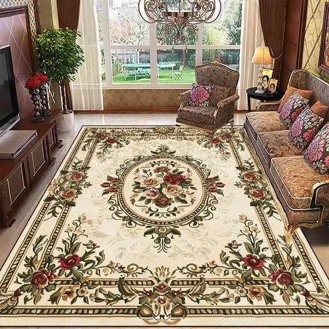 Karpetti Teppich mit Blumenmuster in Beige, rutschfest und waschbar, B/T: 80 x 120 cm - Bild 1