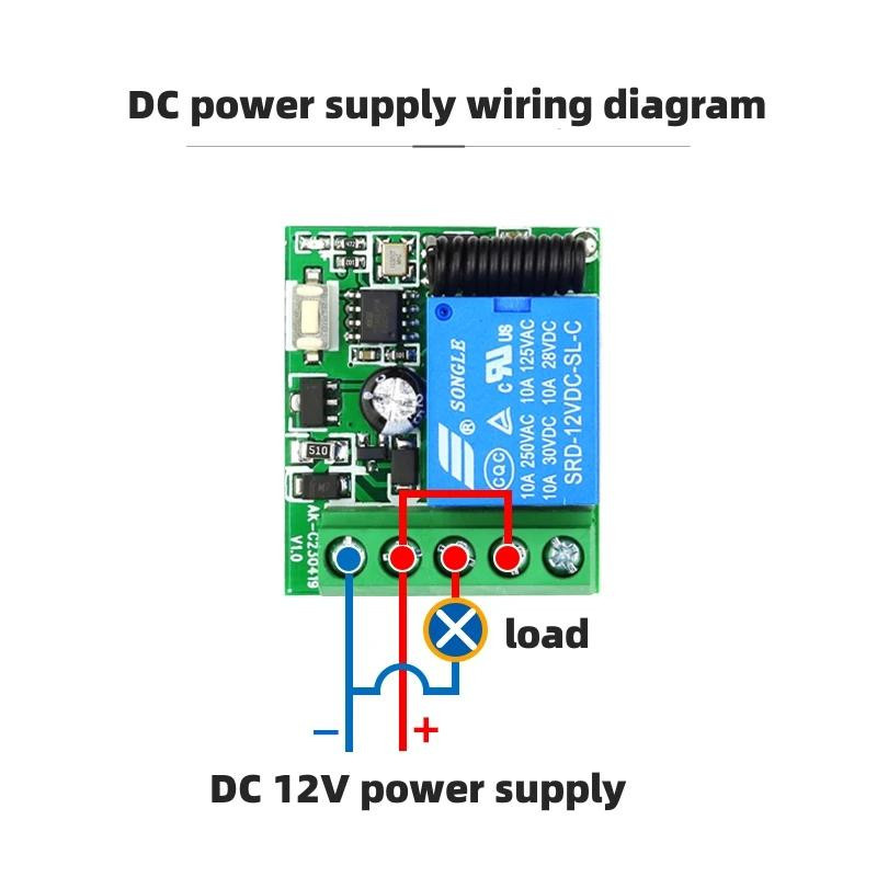 YJMP Kabelloser 433MHz Fernschalter mit 1-Kanal Relaismodul Empfänger DC 12V 10A für Tor, LED-Leuchten und Glühbirnen - Bild 4