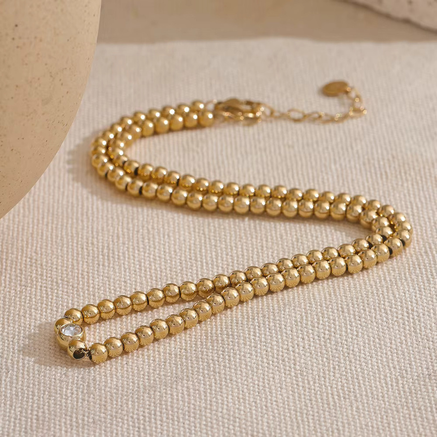 Yhpup Perlenkette, Edelstahl, Gold, Unisex - Bild 3