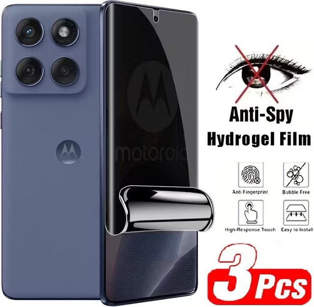 3er Pack Privatsphäre Hydrogel Displayschutz für Motorola G-Serie 5G Modelle (G85, G75, G55, G53, G73, G72, G82, G32, G45, G35, G60, G20, G52, G51, G34, G22) transparent - Bild 1