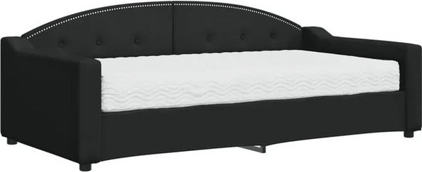 vidaXL Tagesbett mit Matratze Schwarz Stoff B/T/H: 190 x 90 x 75 cm