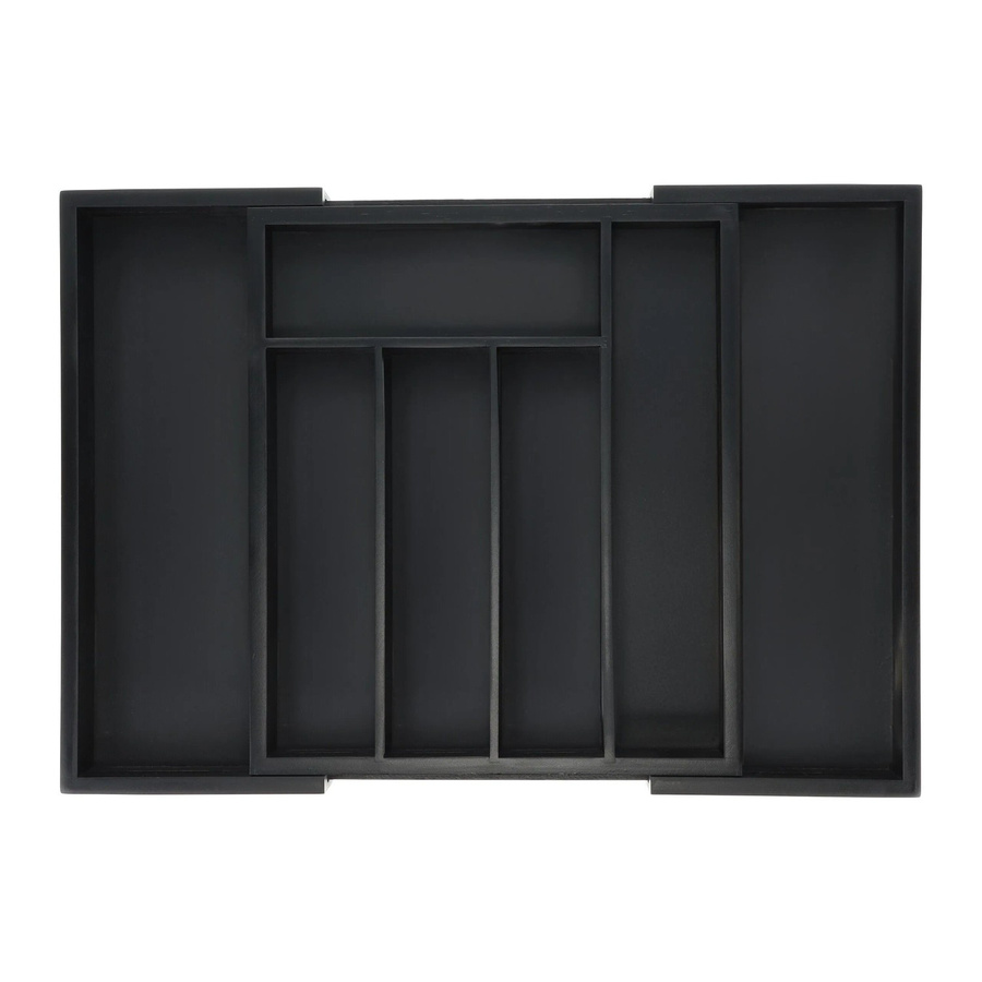 Relaxdays Besteckkasten aus Bambus und MDF, Schwarz, Ausziehbar, B: 33,5 cm, T: 29,5 cm, H: 5 cm - Bild 2