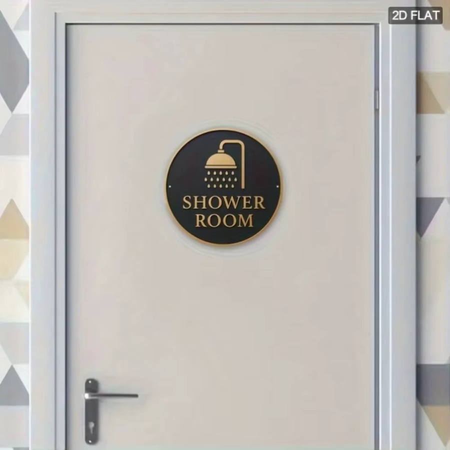 Rundes Metall-Blechschild von CIFBUY in Gold für deine Badezimmer-Wanddekoration, Durchmesser: 20 cm - Bild 4