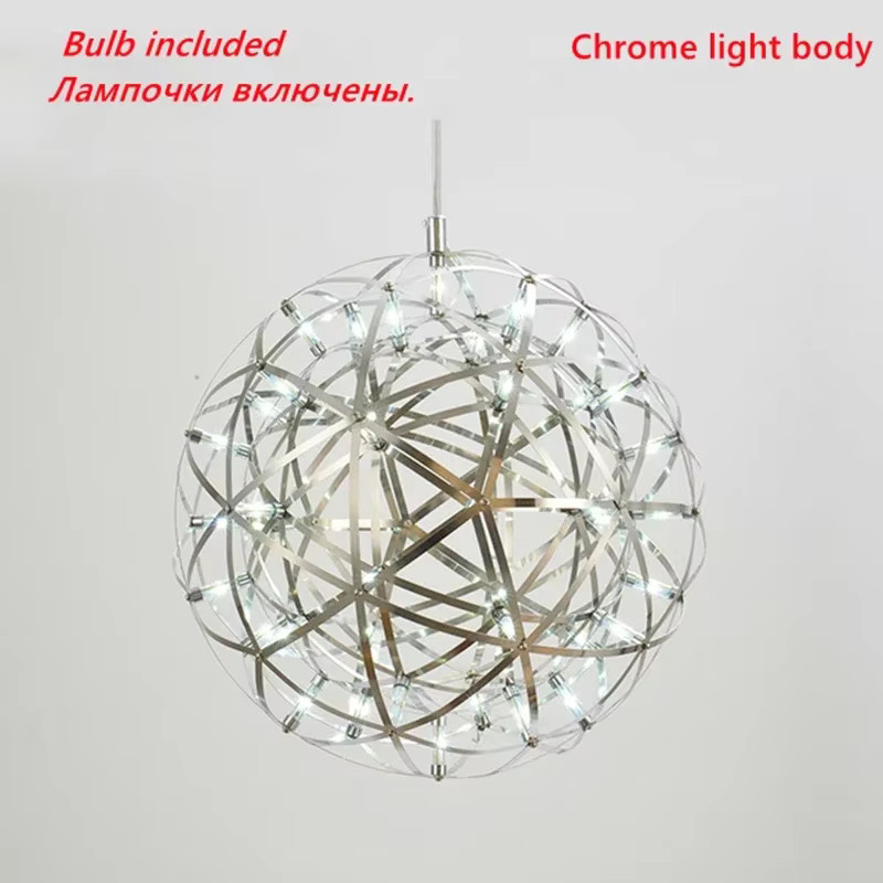 Spark Ball LED Pendelleuchte in Silber aus Edelstahl mit Fernbedienung – Moderne Feuerwerk Design Hängeleuchte für die Küche oder das Loft - Bild 4