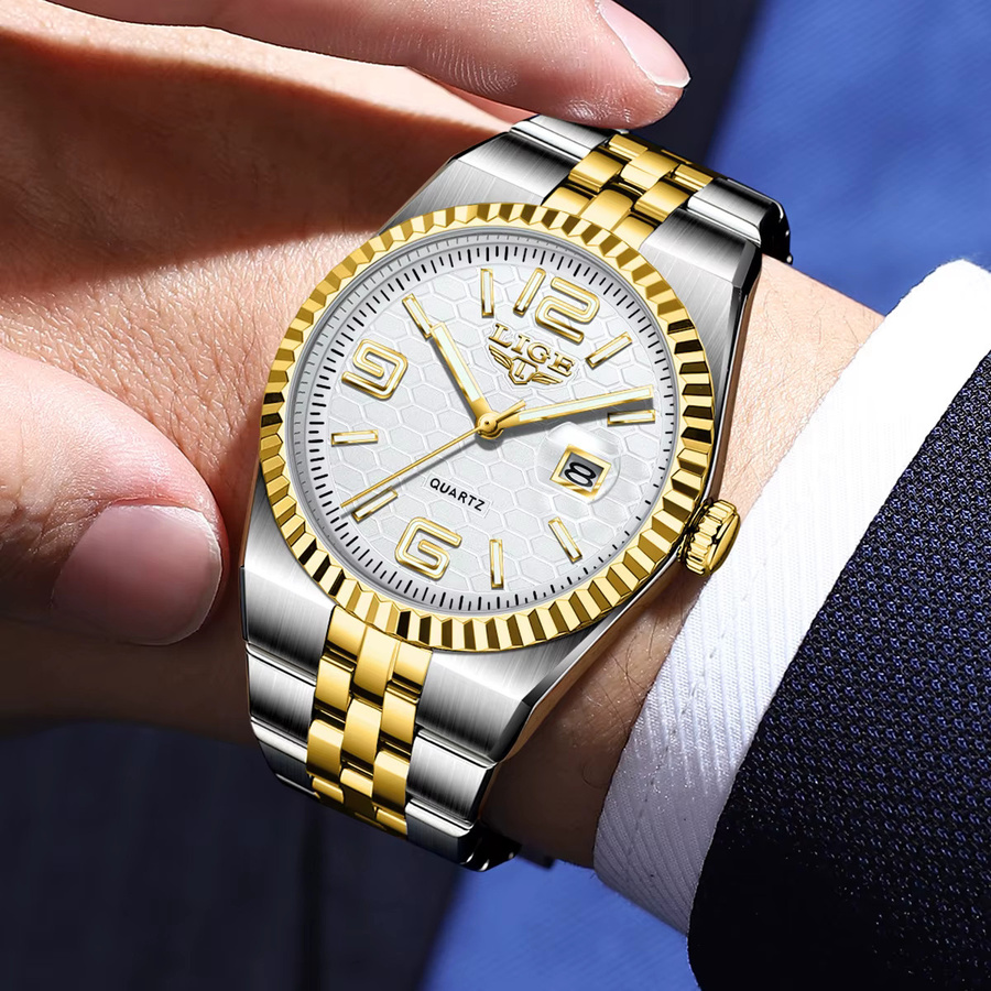 LIGE Armbanduhr Edelstahl, Quarz, Datum, Herren - Bild 3
