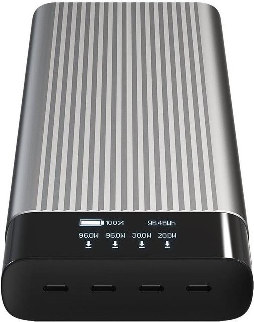 HyperJuice HJ245B Powerbank mit 27000 mAh und 245 Watt, 4 x USB-C Anschlüsse, PD 3.0 und Quick Charge 4.0+, Schwarz/Silber - Bild 1