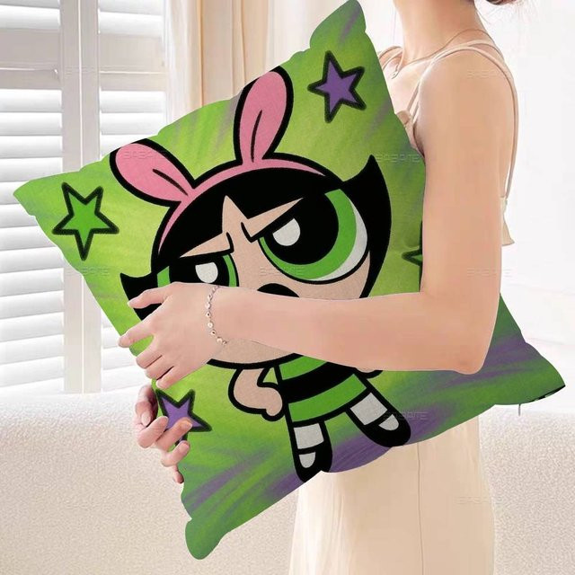 JMG Clothing Anime Kissenbezug Powerpuff Girls Dekoration Grün B/B: 50 x 50 cm - Bild 1