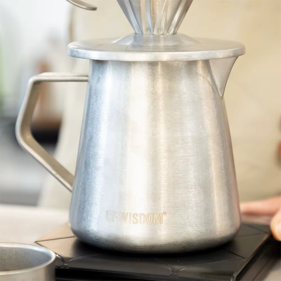 CF Wisdom Coffee Sharing Pot im Retro-Stil, silberfarbene Hand-Kaffeekanne für Drip Coffee - Bild 4