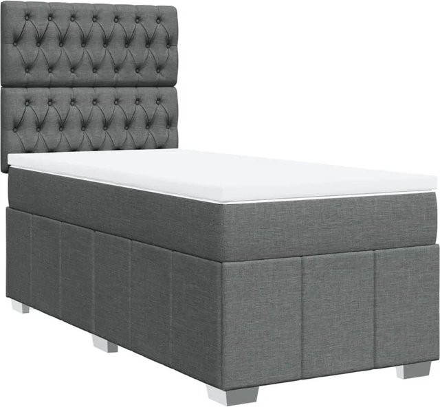 vidaXL Boxspringbett mit Matratze Dunkelgrau B/T/H: 80 x 200 x 140,5 cm mit USB-Anschluss und Unterbettbeleuchtung - Bild 1