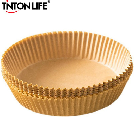 TINTON LIFE Einweg Papier Liner für die Heißluftfritteuse, rund, non-stick, braun, Durchmesser: 16 cm
