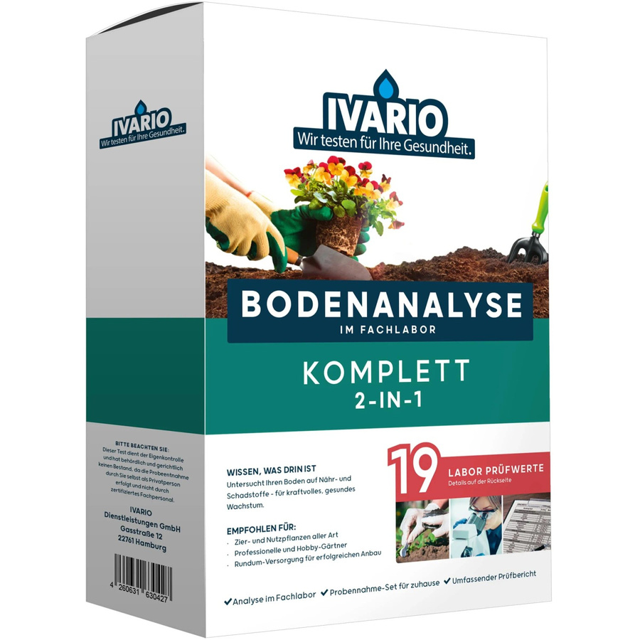 IVARIO Bodenanalyse 2-in-1 Komplettset mit 19 Prüfwerten für den Gemüsegarten in Multicolor - Bild 2