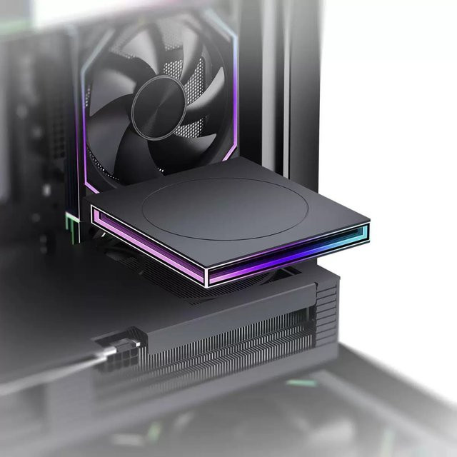 Cynzo ARGB Infinity-Spiegel Figurenständer Basis in Schwarz für 120mm Computer-Gehäuselüfter mit AURA SYNC Montagehalterung - Bild 1