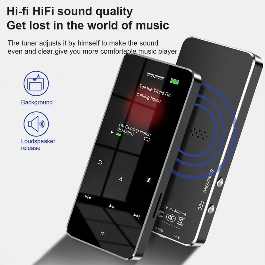 APWIKOGER MP4-Player Walkman mit 1,8 Zoll TFT-Touchscreen, Bluetooth und USB 2.0, MP3-Musikplayer in Silber mit E-Book-Funktion, Sprachaufzeichnung und 3,5 mm AUX-Anschluss - Bild 3
