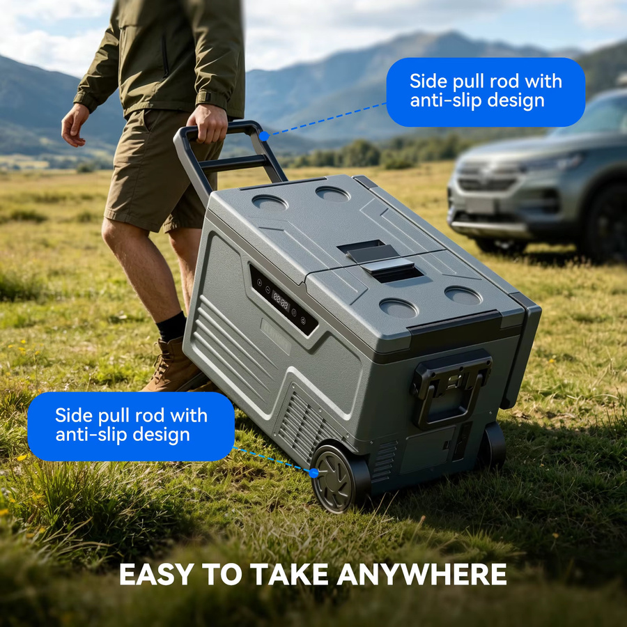Foursun TAW-45D Dual-Zone Auto-Kühlschrank 48L in Grau mit Bluetooth-App-Steuerung für Camping und Reisen, 12V/24V DC und 100-240V AC - Bild 4