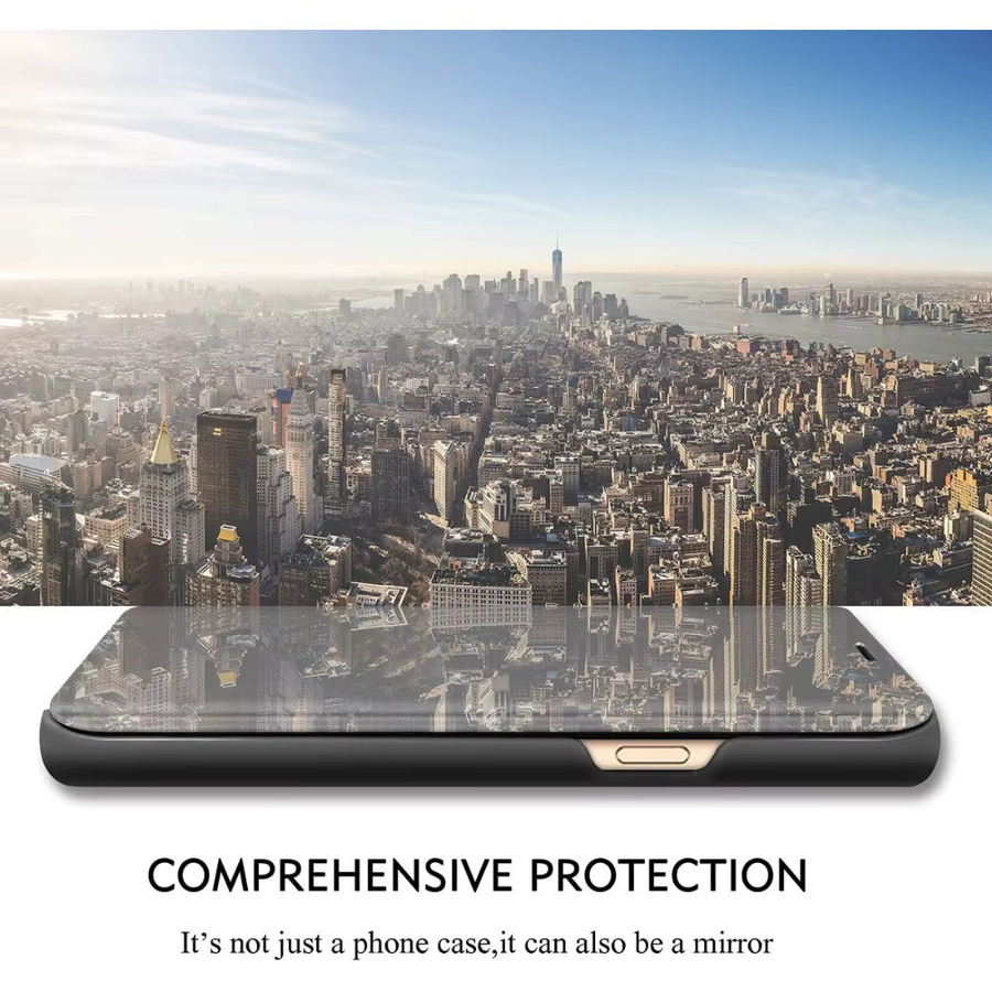 Stoßfeste Ledertextur Brieftaschen-Schutzhülle für Samsung Galaxy S26 S25 S24 S23 S22 Plus Ultra, spiegelklar und schlank, in Schwarz oder Blau - Bild 1