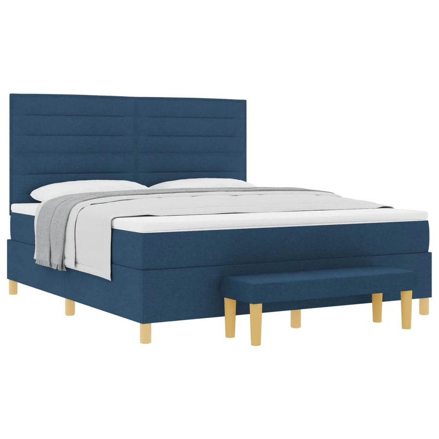 vidaXL Boxspringbett mit Matratze und Kopfteil in Blau, B/T/H: 180 x 200 x 128 cm - Bild 2