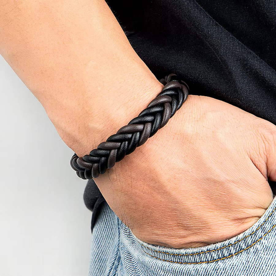 XQNI Lederarmband, Edelstahl, Schwarz, Herren - Bild 3
