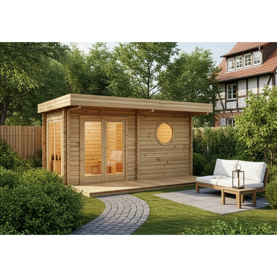 Finntherm Gartensauna Enns-70 aus Fichte in Naturbelassen, B/T: 508 x 354 cm - Bild 2