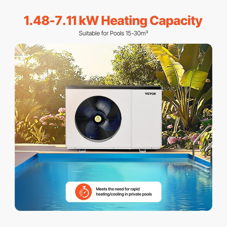 Buying Solutions MB Elektrische Pool-Wärmepumpe mit variabler Frequenz zur Heizung und Kühlung von Poolwasser, 1,48-7,11 kW - Bild 2