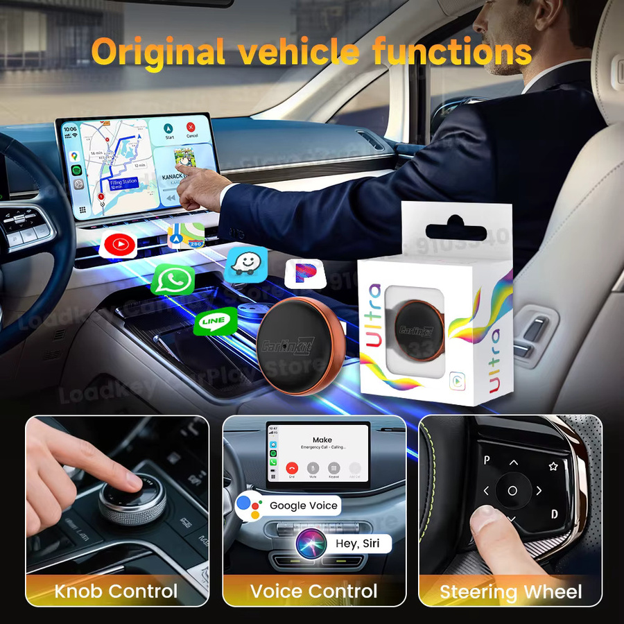 Carlinkit Mini Ultra 2in1 Adapter für kabelloses CarPlay und Android Auto mit 5GHz WLAN, USB-C und USB-A, Schwarz/Orange - Bild 5