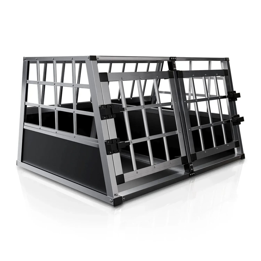 Juskys Alu Hundetransportbox Schwarz/Silber B/T/H: 89 x 70 x 51 cm - Bild 3