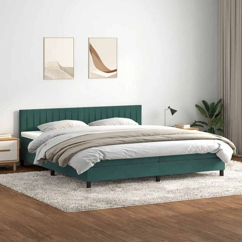VIDAXL Boxspringbett mit Matratze in Grün und Weiß aus Samt und Holzwerkstoff, B/T/H: 180 x 220 x 78 cm - Bild 1