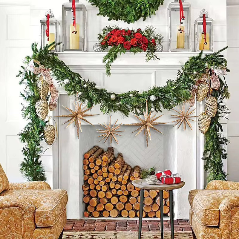 ZQNYCY Goldener explodierender Stern als hängende Weihnachtsbaum-Verzierung und Party-Anhänger - Bild 3