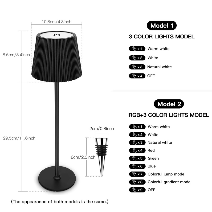 MALITAI LED Tischlampe als Weinflaschen-Vasen-Basis, dimmbar und wiederaufladbar, modernes Design für Esszimmer oder Home Office, Höhe: 29,5 cm, Breite: 10,8 cm, Tiefe: 10,8 cm - Bild 4