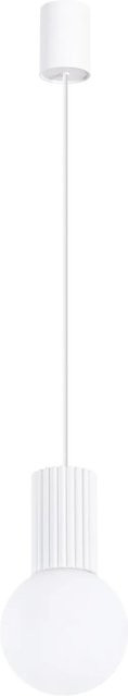 Licht-Erlebnisse Hängeleuchte Weiß Schmal mit Kugelschirm aus Glas und Aluminium, Durchmesser: 12 cm, Fassung G9 - Bild 1