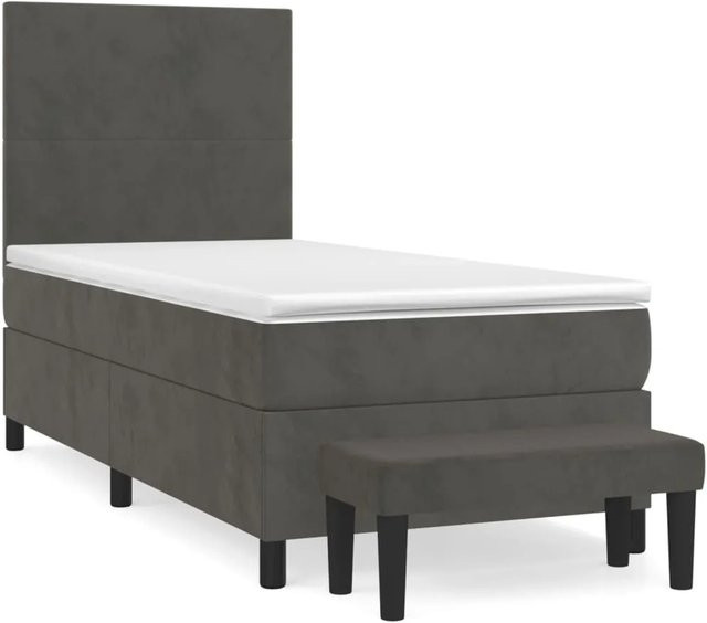 vidaXL Boxspringbett mit Matratze Dunkelgrau Samt B/T: 90 x 200 cm - Bild 1