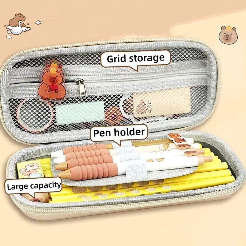 Stoßfestes und wasserdichtes Capybara Federmäppchen in Grün mit 3D-Stereo-Design und Hartschalen-Aufbewahrungsbox für Schüler - Bild 2