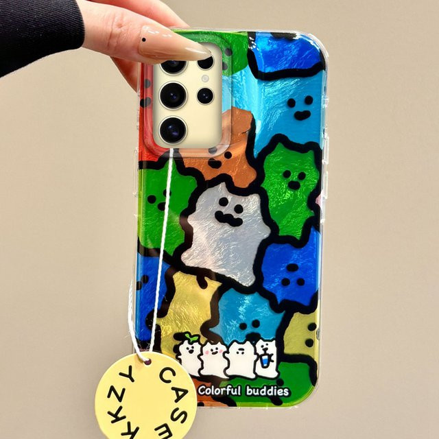 FunYudas Handyhülle mit buntem Katzen-Design und schwarzen Linien für Samsung Galaxy S24 S23 S22 S25 S21 S20 FE Ultra und Edge, mehrfarbig - Bild 1