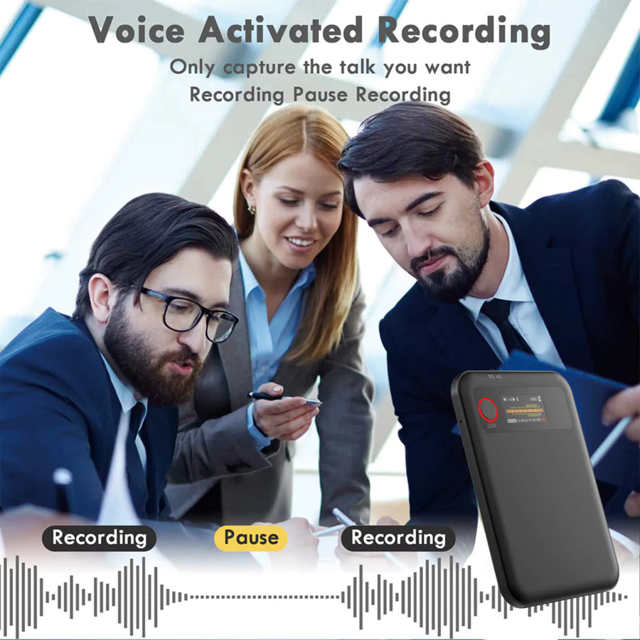 Bytelike Magnetischer Smart-Recorder mit 64GB Speicher, Sprachaufnahme, Textumwandlung, Übersetzung und Rauschunterdrückung, USB, Display, Schwarz - Bild 3