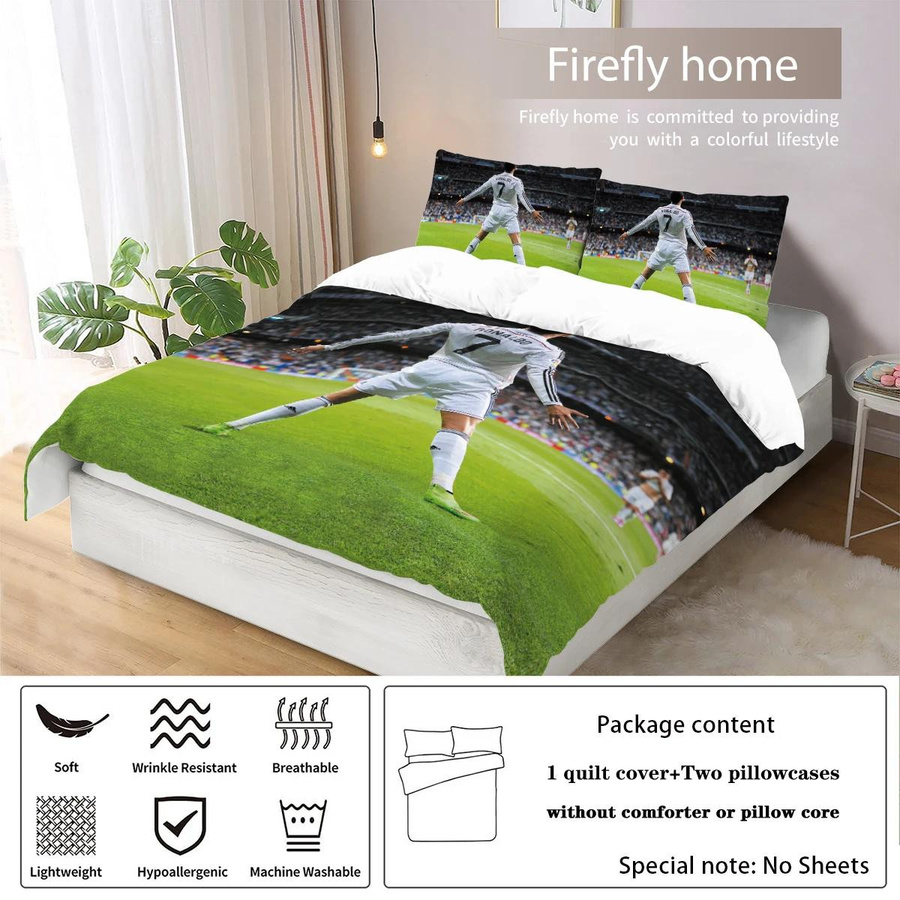 3-teiliges Bettwäscheset Love Football Star Muster mit 1 Bettbezug und 2 Kissenbezügen, EU Single, Breite: 135 cm, Länge: 200 cm - Bild 3