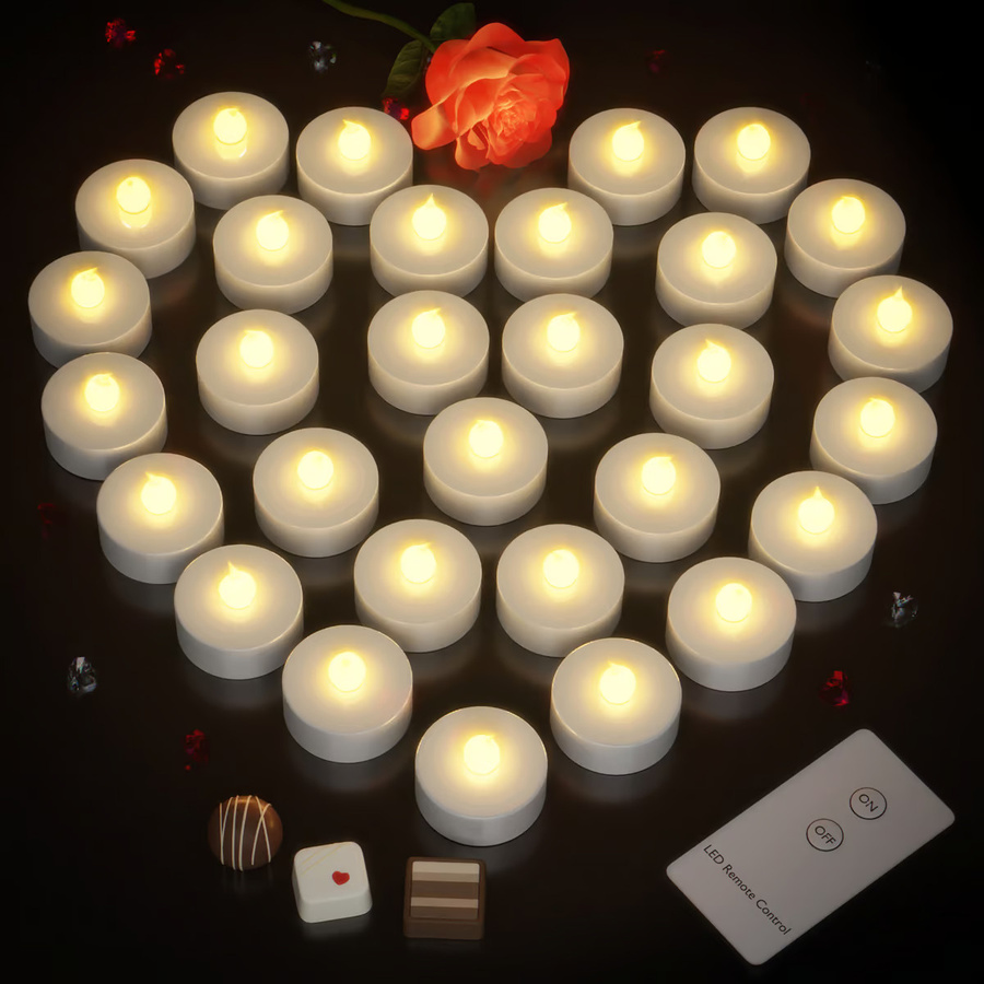 MONZANA LED Teelichter 30er-Set in Weiß mit Fernbedienung und Flackereffekt - Bild 2