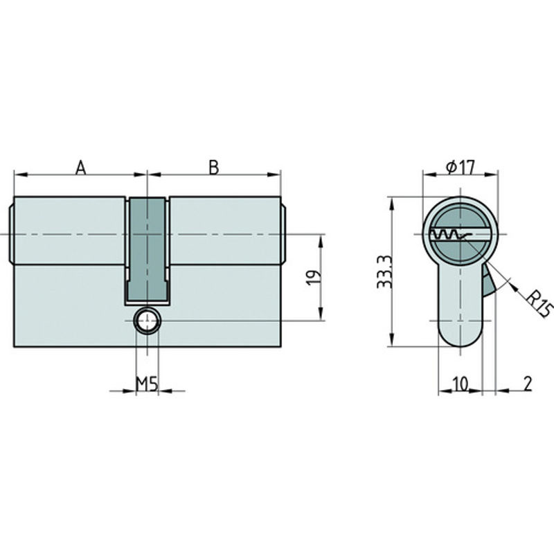 BASI Profil-Doppelzylinder BM5200-1535 mit Not- und Gefahrenfunktion, Farbe: Silber, B/T/H: 45 x 65 mm - Bild 2