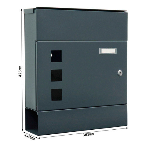 Rottner Briefkasten Muro aus Stahl in Anthrazit, B: 37 cm, H: 43 cm - Bild 2