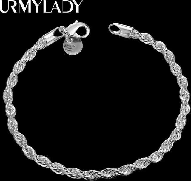 URMYLADY Charme-Armband, 925 Sterlingsilber, 4 mm, Unisex - Bild 1