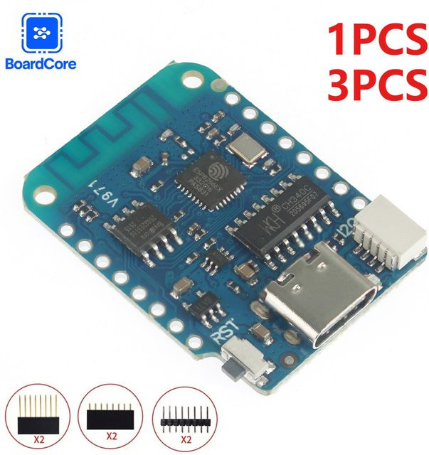 WEMOS D1 Mini V4.0.0 ESP8266 WiFi IoT Board mit USB-C Anschluss, 4MB, Blau - Bild 1