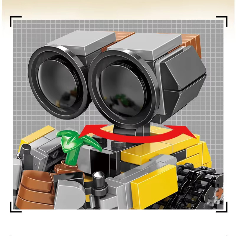 Potdemiel Mini Roboter Wall-e MOC Bausteine Set, Disney Charakter DIY Ziegel Kit in Gelb für Kinder und Erwachsene - Bild 3