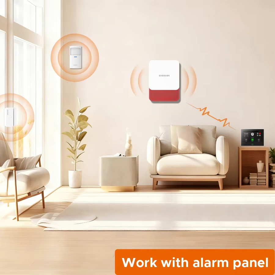 Staniot Wireless Strobe Alarmsirene 433 MHz mit 115 dB, Anti-Tamper Funktion, 1000 mAh Batterie und wasserdichtem Gehäuse, Farbe: Weiß - Bild 4