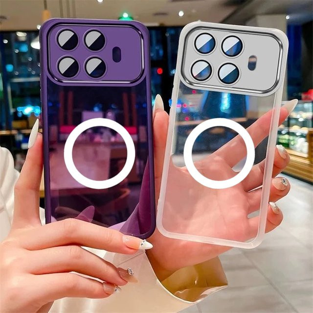 Stoßfeste Silikon-Schutzhülle für Xiaomi 15T Pro, 15s Pro, 14 Pro und 13 Lite in Matt Transparent und Purple mit Kameraschutz - Bild 1