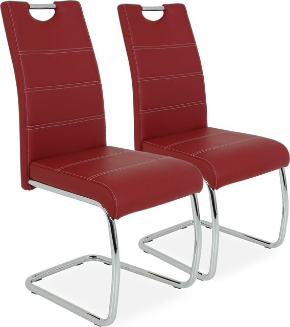 Freischwinger FLORA S 2er Set HELA in Rot mit Kunstleder und Metallgestell, B/T/H: 57 x 42 x 98 cm - Bild 1