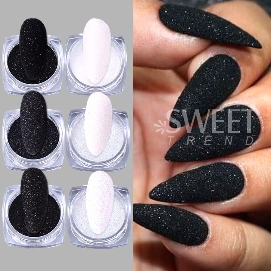 SWEET TREND Nagelglitter Zucker Effekt, Schwarz Weiß, Glänzend - Bild 2